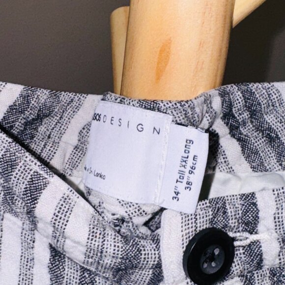 ASOS DESIGN Men’s Striped Linen-Blend Pants – 34” Tall / XL Long - Picture 2 of 3